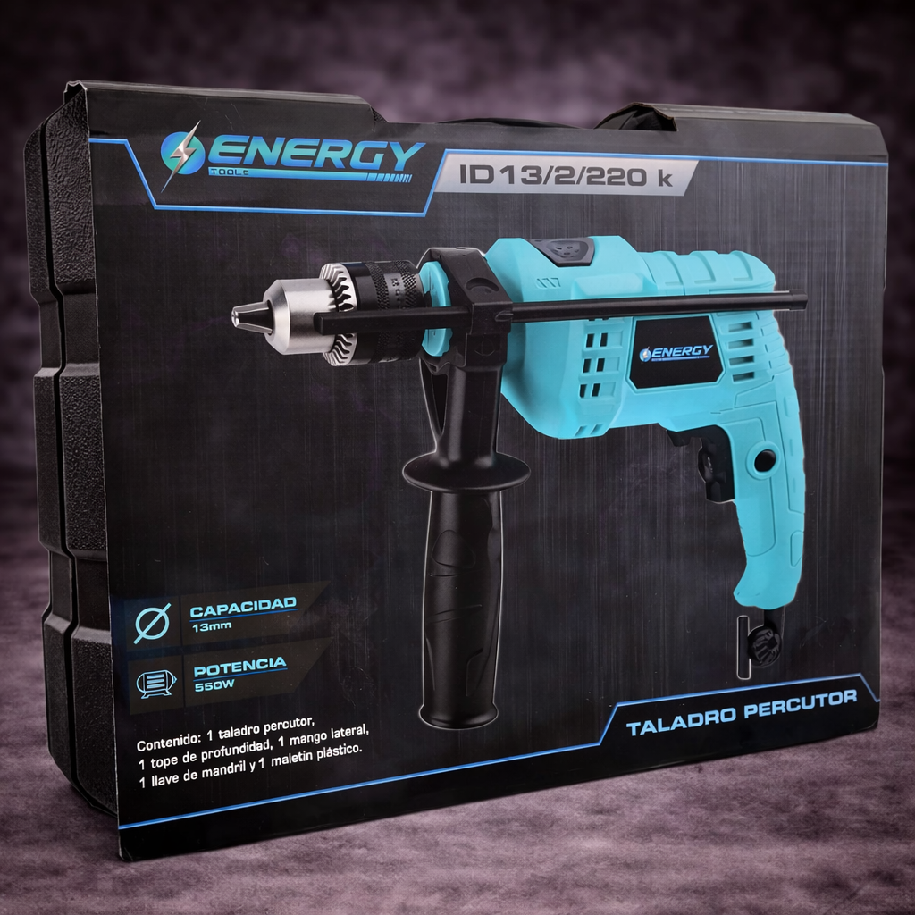 TALADRO PERCUTOR 1/2 ENERGY ID13/2/220K 550W+BROC